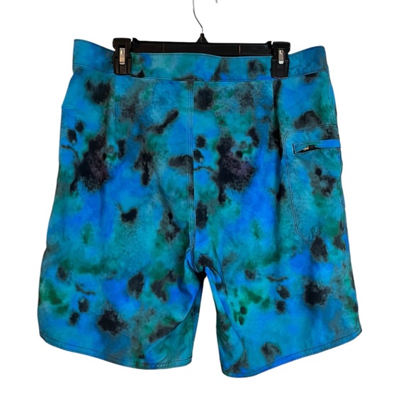 Outerknown Shorts 33 Blue Green Tie Dye Board Drawstring Swimming Trunks - Picture 2 of 7
